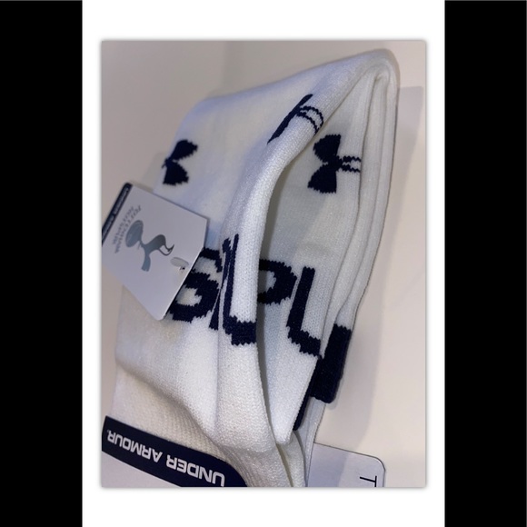 Under Armour UA OTC Spurs Soccer Socks 1 Pair Men 4-8.5 Wmn 7-10.5 White w/ Logo - Picture 12 of 13